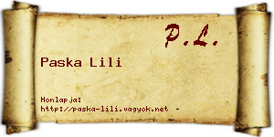 Paska Lili névjegykártya